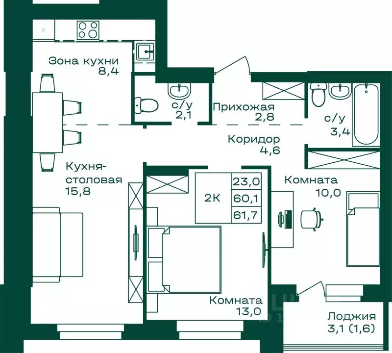 2-к кв. Алтай, Майминский район, с. Майма Алтайская ул., 2к5 (61.7 м) - Фото 1