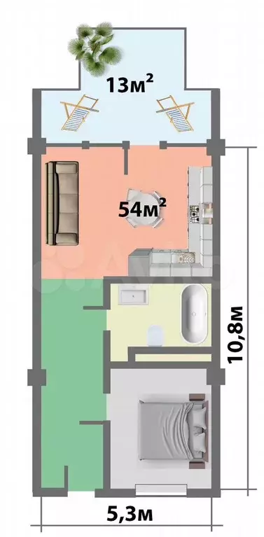 2-к. квартира, 67 м, 8/9 эт. - Фото 0