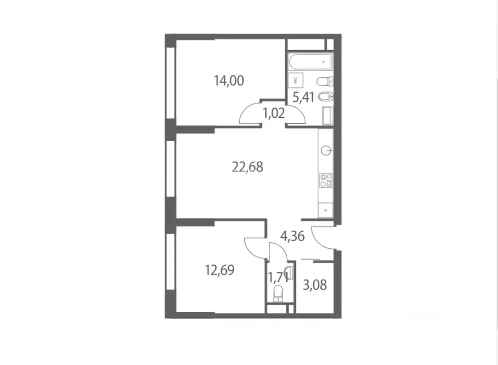 2-к кв. Татарстан, Пестречинский район, с. Кощаково ул. 50 лет Победы, ... - Фото 2