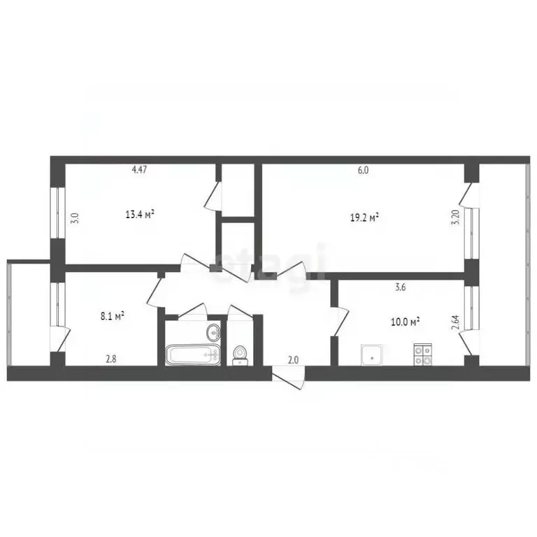 3-к кв. Ставропольский край, Кисловодск ул. Осипенко (66.2 м) - Фото 2