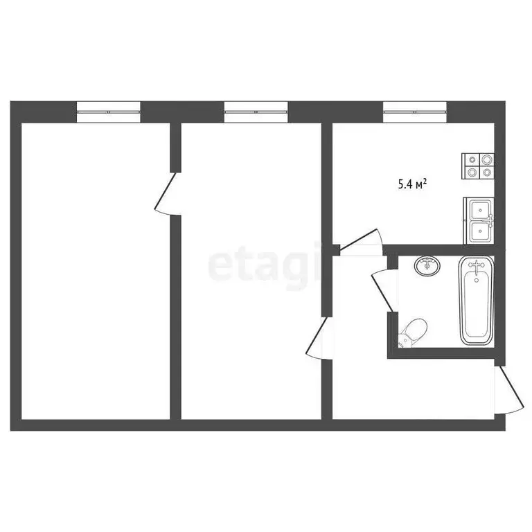 2-комнатная квартира: Рыбинск, улица Ворошилова, 5 (45.4 м) - Фото 1