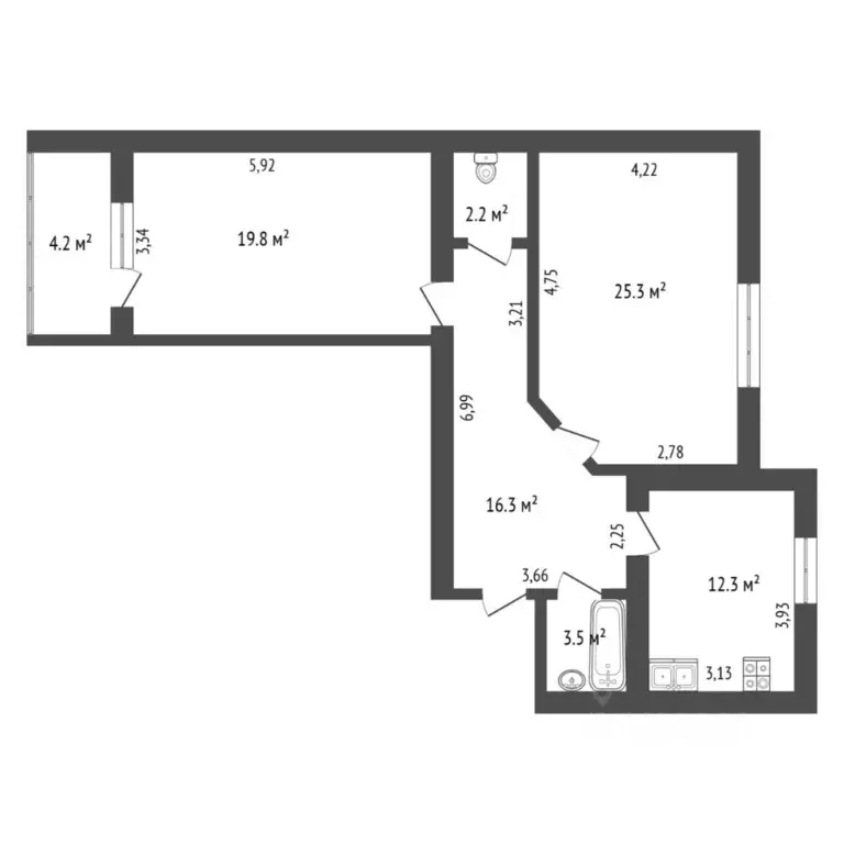 2-к кв. Тюменская область, Тюмень Широтная ул., 209 (80.9 м) - Фото 1