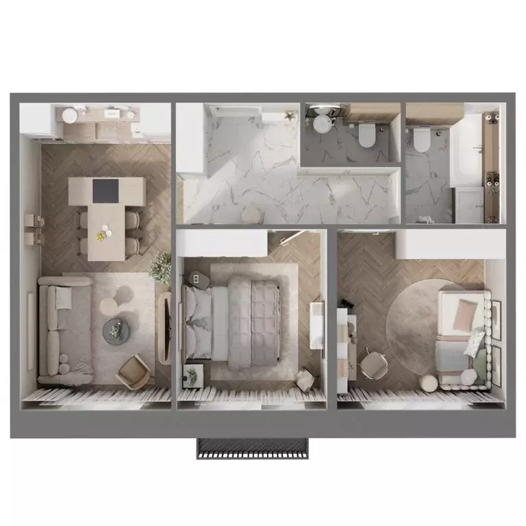 3-комнатная квартира: Маркова, квартал Стрижи, 16 (60.3 м) - Фото 2