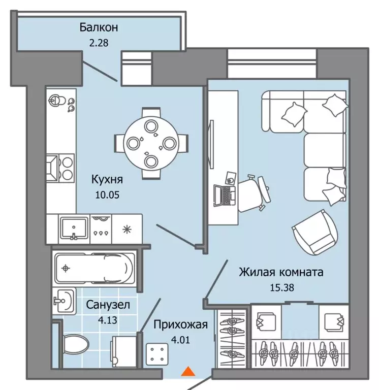 1-к кв. Пермский край, Пермь ул. Дзержинского, 35А (34.0 м) - Фото 2