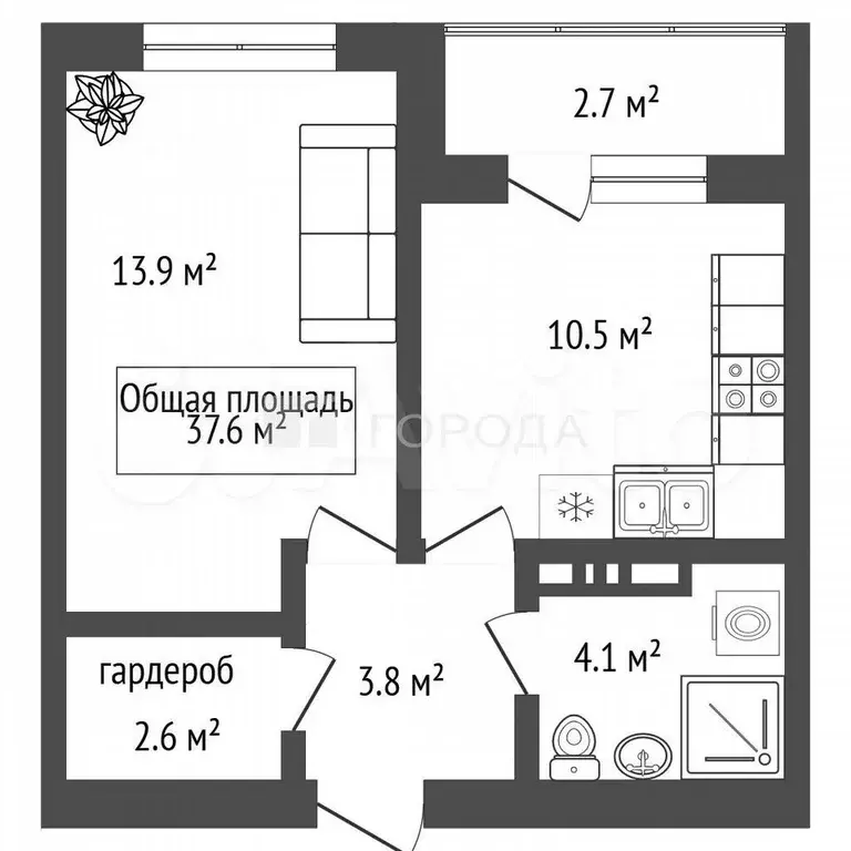 1-к. квартира, 37,6 м, 11/17 эт. - Фото 0