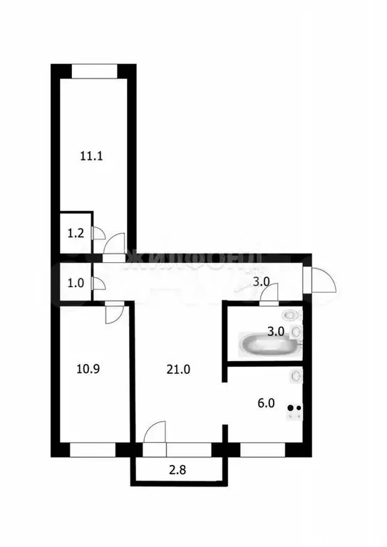 3-к. квартира, 57,2 м, 5/5 эт. - Фото 0