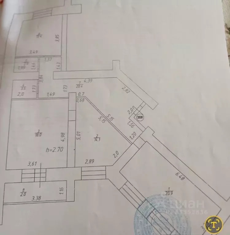 3-к кв. Татарстан, Казань Ягодинская ул., 25 (93.2 м) - Фото 2