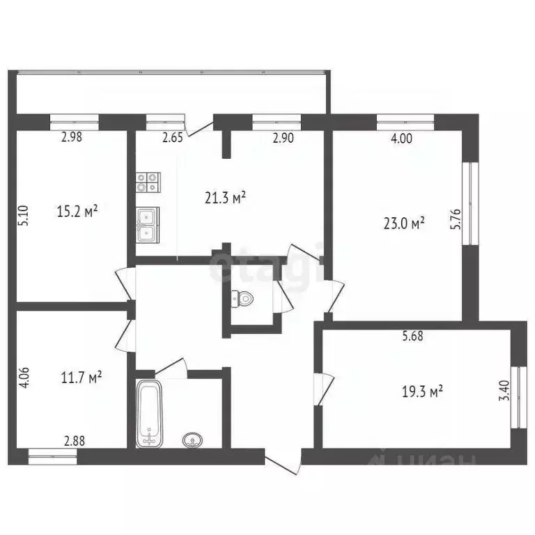 4-к кв. Ханты-Мансийский АО, Сургут Взлетный проезд, 2 (116.9 м) - Фото 2