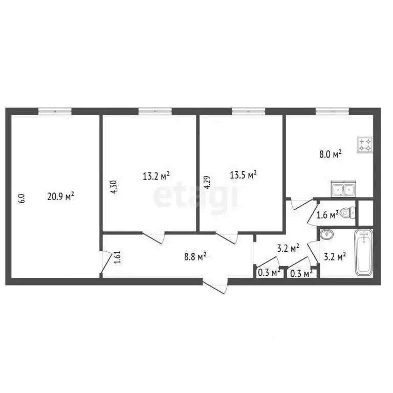 3-к кв. Санкт-Петербург Каменноостровский просп., 34 (73.0 м) - Фото 2