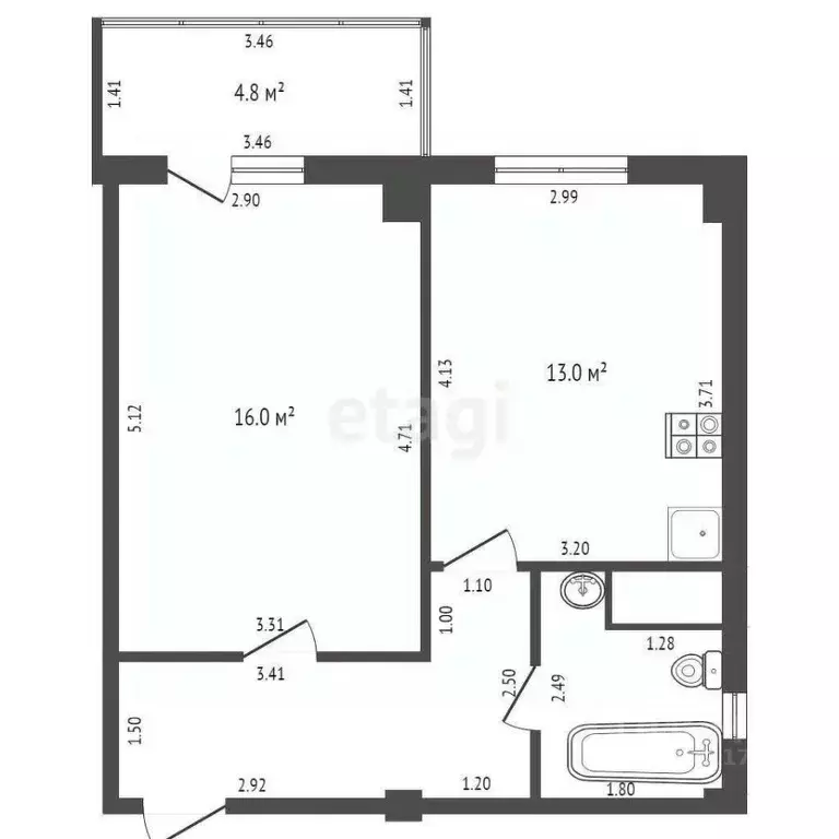 1-к кв. Севастополь ул. Руднева, 26/5 (41.8 м) - Фото 1