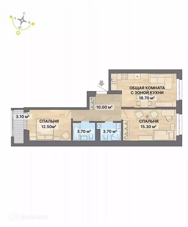 Продаётся 2-к квартира, 67 м - Фото 1
