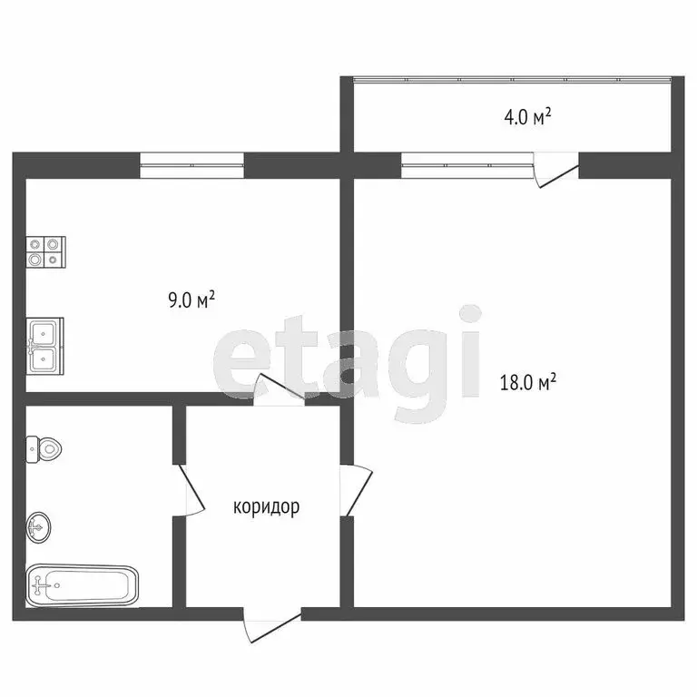 1-комнатная квартира: посёлок Ивняки, улица Новосёлов, 4 (33.5 м) - Фото 0
