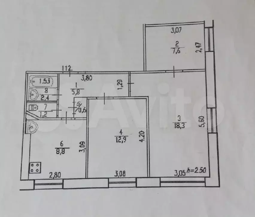 3-к. квартира, 60 м, 1/9 эт. - Фото 0