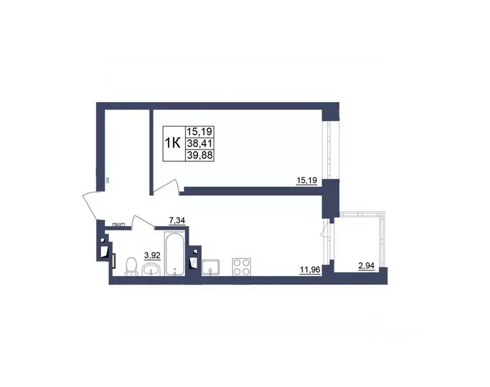 1-к кв. Башкортостан, Уфа Космос жилой комплекс, лит1 (39.96 м) - Фото 1
