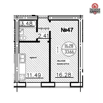 1-комнатная квартира: Самара, бульвар Ивана Финютина, 8 (33.7 м) - Фото 1