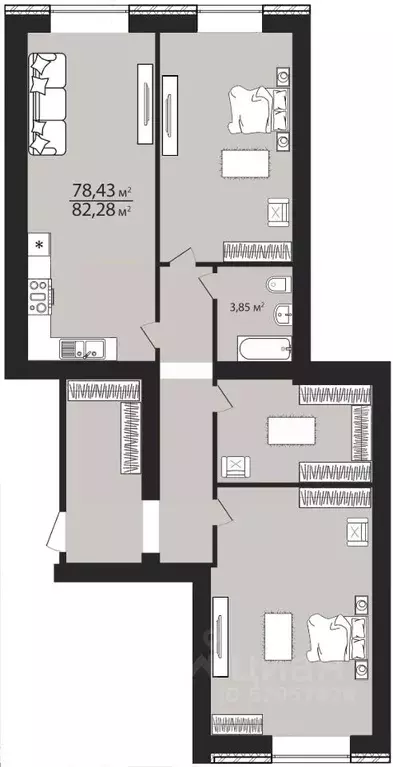3-к кв. Ульяновская область, Ульяновск ул. Тимирязева, 48А (88.4 м) - Фото 1