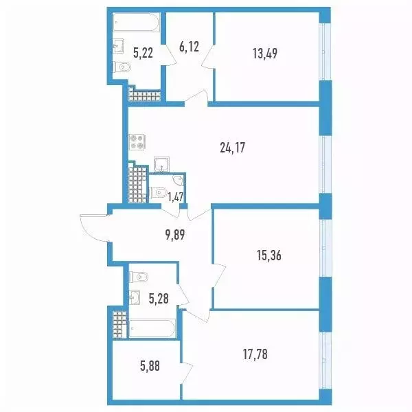 3-к кв. Санкт-Петербург ул. Типанова, 22 (104.66 м) - Фото 0