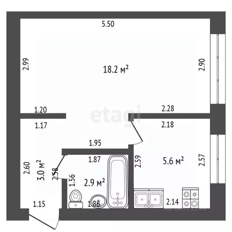 1-к кв. Башкортостан, Стерлитамак ул. Дружбы, 19А (29.7 м) - Фото 2