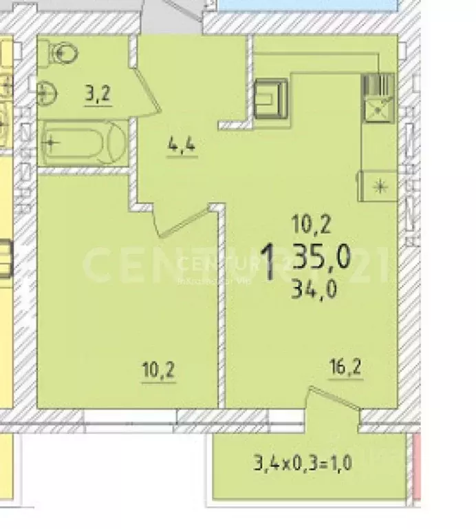 1-к кв. Адыгея, Тахтамукайский район, Старобжегокайское с/пос, Новая ... - Фото 2