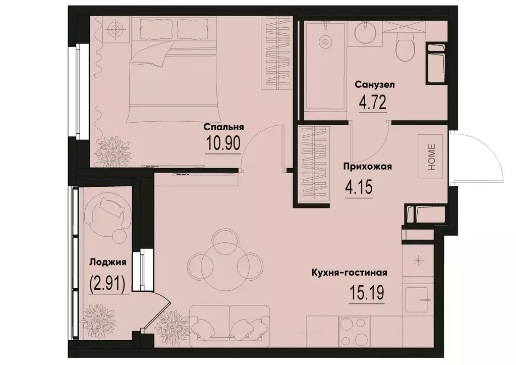 1-к квартира, 36.41 м - Фото 0