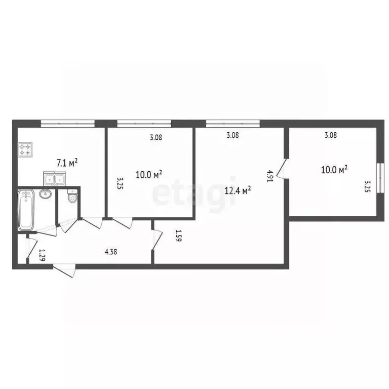 3-к кв. Санкт-Петербург ул. Крыленко, 13К3 (54.6 м) - Фото 1