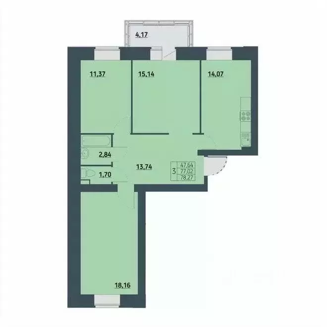 3-к кв. Красноярский край, Красноярск ул. Светлова, 12 (78.27 м) - Фото 1