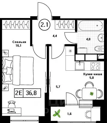 1-к кв. Московская область, Пушкино Пушкино Град жилой комплекс, к2 ... - Фото 1