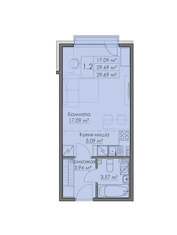 Квартира-студия: Выборг, микрорайон Центральный, квартал Папула, ЖК ... - Фото 1