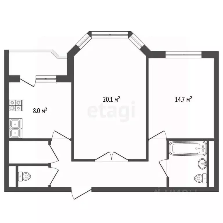 2-к кв. Московская область, Одинцово ул. Чистяковой, 80 (55.6 м) - Фото 2
