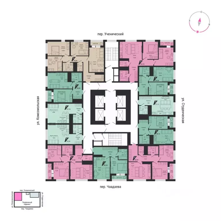 1-к кв. Свердловская область, Екатеринбург пер. Ученический, 4 (27.19 ... - Фото 2