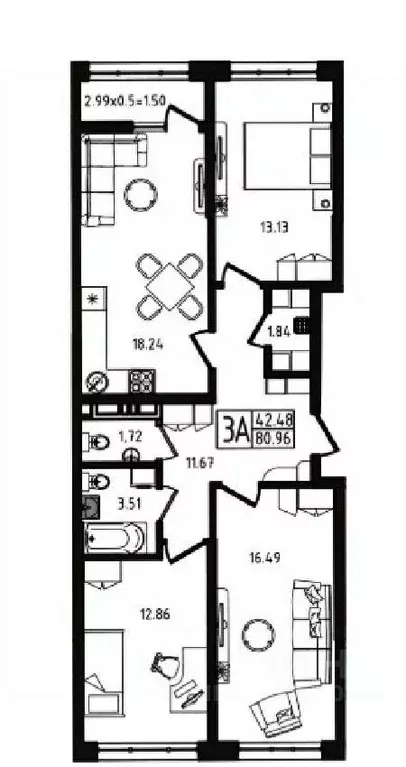 3-к кв. Адыгея, Майкоп ул. К.А. Васильева, 1к4 (80.96 м) - Фото 1