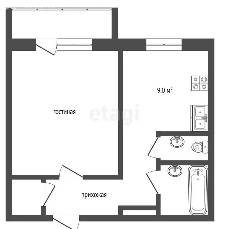 1-комнатная квартира: Миасс, улица Степана Разина, 14 (41 м) - Фото 1