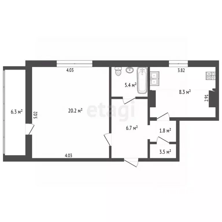 1-к кв. Севастополь ул. Генерала Мельника, 21 (44.0 м) - Фото 2