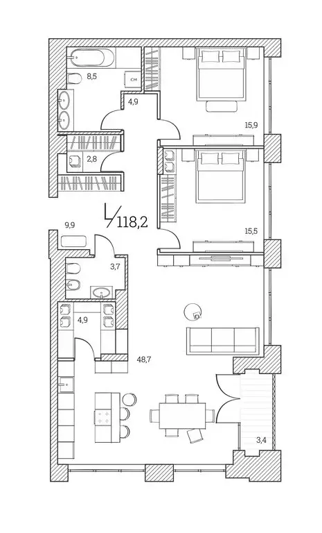 3-комнатная квартира: Тюмень, Первомайская улица, 1Аблок2 (119 м) - Фото 1