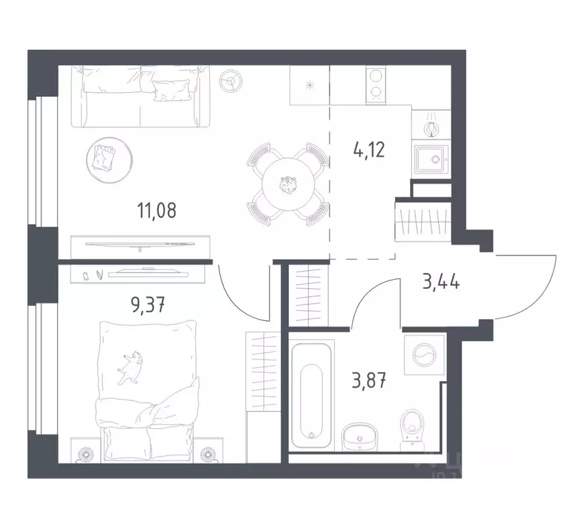 1-к кв. Московская область, Ленинский городской округ, Мисайлово пгт, ... - Фото 1