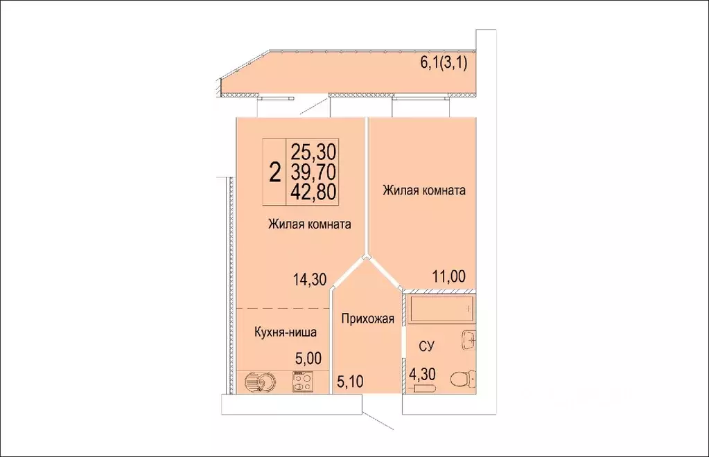 2-к кв. Кировская область, Киров ул. Красной Звезды, 32 (42.8 м) - Фото 0