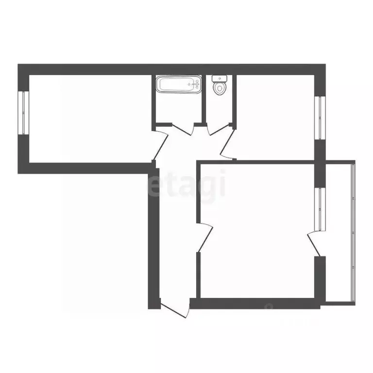 2-к кв. Челябинская область, пос. Увельский ул. Привокзальная, 9 (51.3 ... - Фото 1