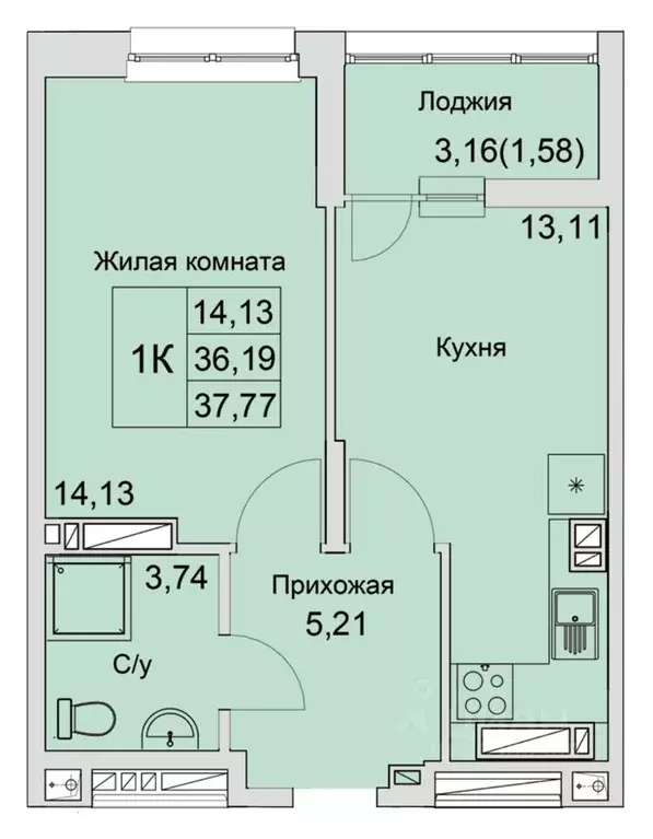 1-к кв. Ростовская область, Батайск  (37.77 м) - Фото 0