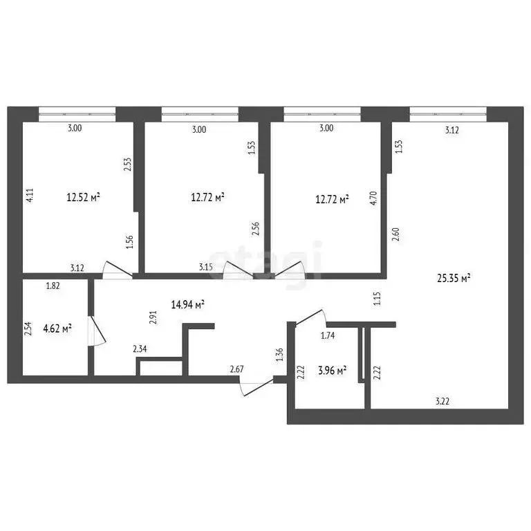 3-комнатная квартира: Тюмень, Харьковская улица, 72А (87.3 м) - Фото 1