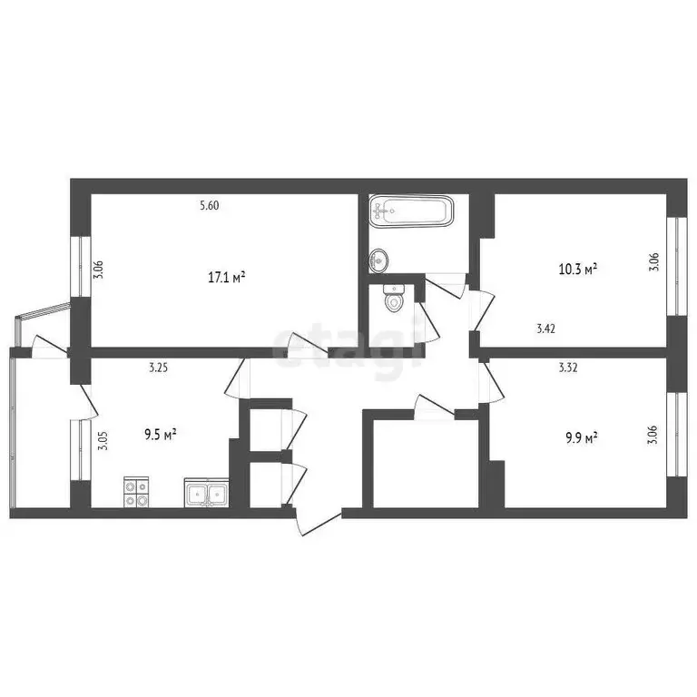 3-комнатная квартира: Петропавловск-Камчатский, улица Ларина, 11 (65.9 ... - Фото 0