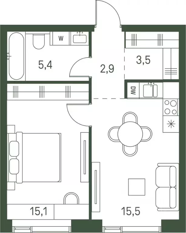 1-к кв. Москва Моментс жилой комплекс, к2.1 (42.4 м) - Фото 0