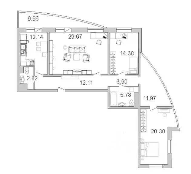 3-к кв. Санкт-Петербург просп. Просвещения, 43 (114.3 м) - Фото 2