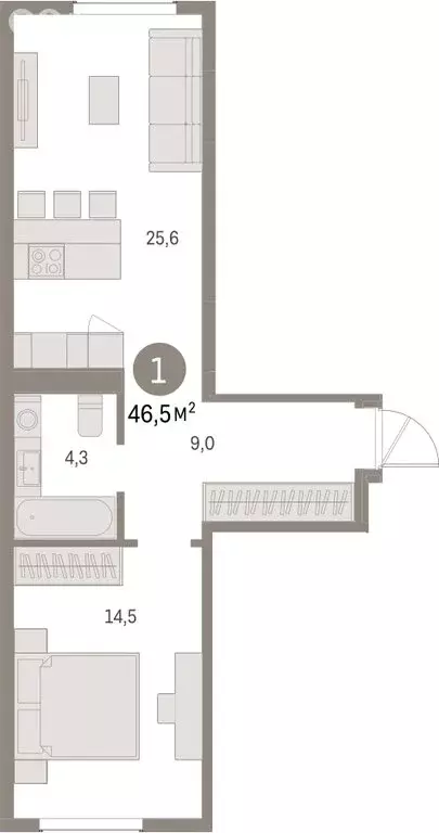 1-комнатная квартира: Екатеринбург, микрорайон Академический, 19-й ... - Фото 1