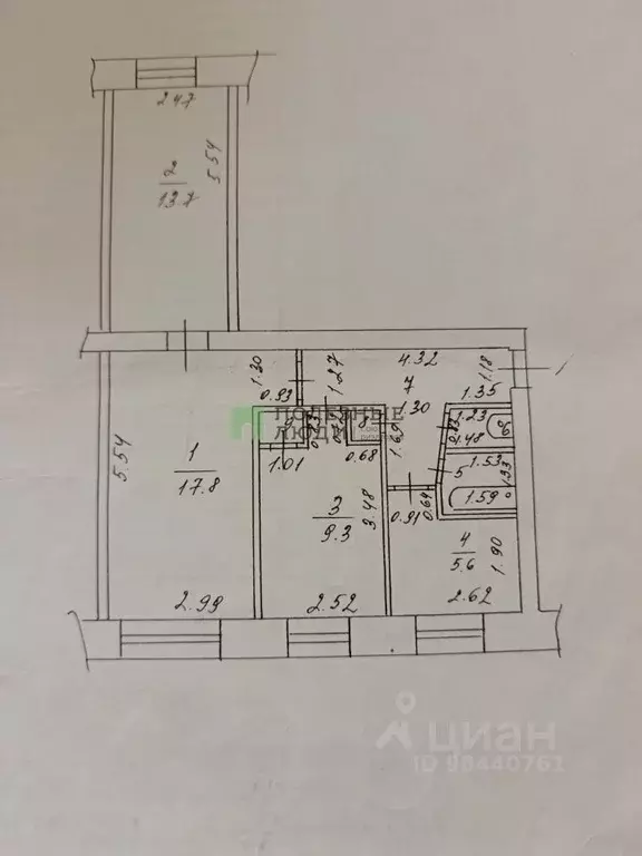 3-к кв. Татарстан, Зеленодольск ул. Маяковского, 4 (58.1 м) - Фото 2