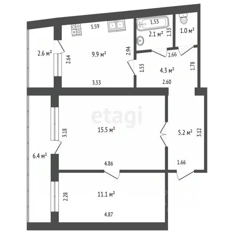 2-к кв. Самарская область, Самара Ново-Садовая ул., 42 (49.1 м) - Фото 1