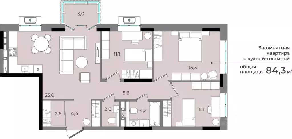 3-к кв. Удмуртия, Ижевск ул. Имени В.С. Тарасова, 6 (84.3 м) - Фото 0
