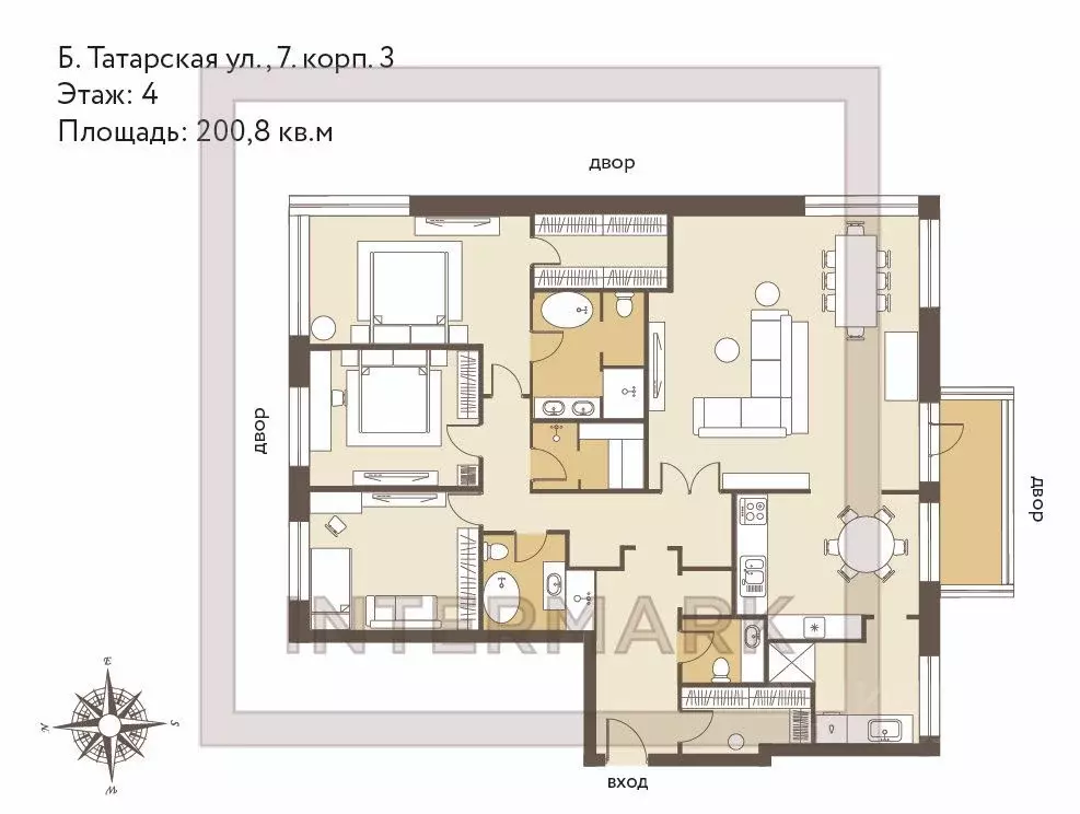 4-к кв. Москва Большая Татарская ул., 7к3 (200.8 м) - Фото 2
