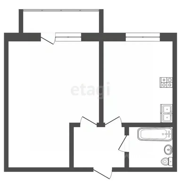 1-к кв. Тамбовская область, Тамбов ул. имени Фрунзе, 47 (32.8 м) - Фото 1