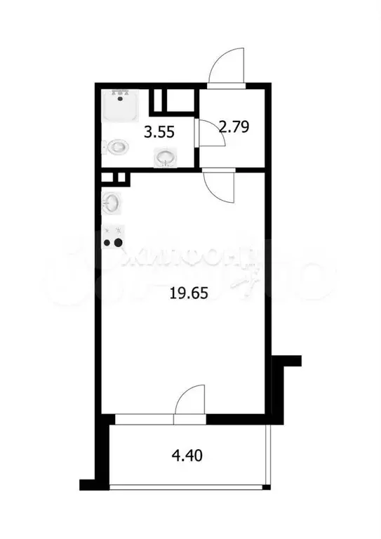 Квартира-студия, 27,3 м, 15/22 эт. - Фото 0