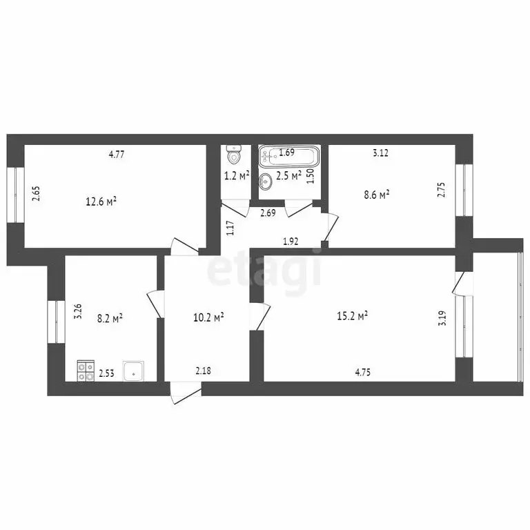 3-комнатная квартира: Ишим, улица 8 Марта, 29А (56.6 м) - Фото 1